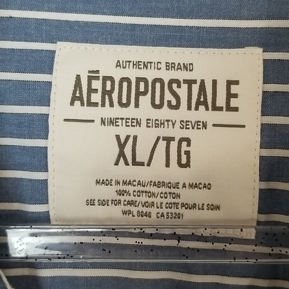AEROPOSTALE Blue & White Striped Shirt, size XL - Picture 4 of 4